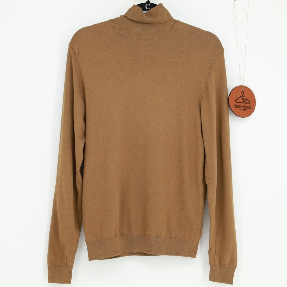 Zara Mens Camel Brown Lightweight Knit Turtleneck Sweater‎ Small Capsule Neutral